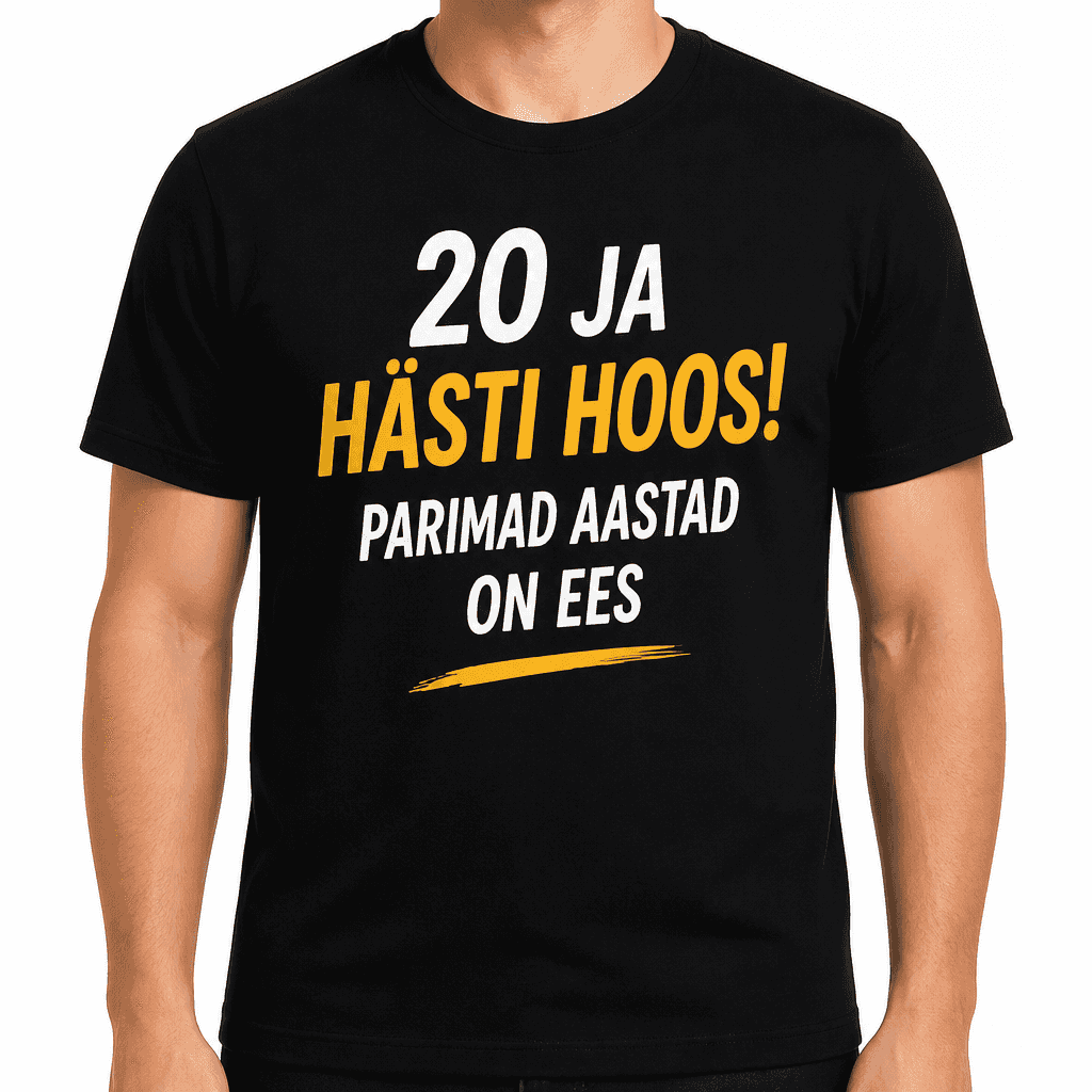 T-särk 20. sünnipäevaks – 20 ja hästi hoos! Parimad aastad on ees