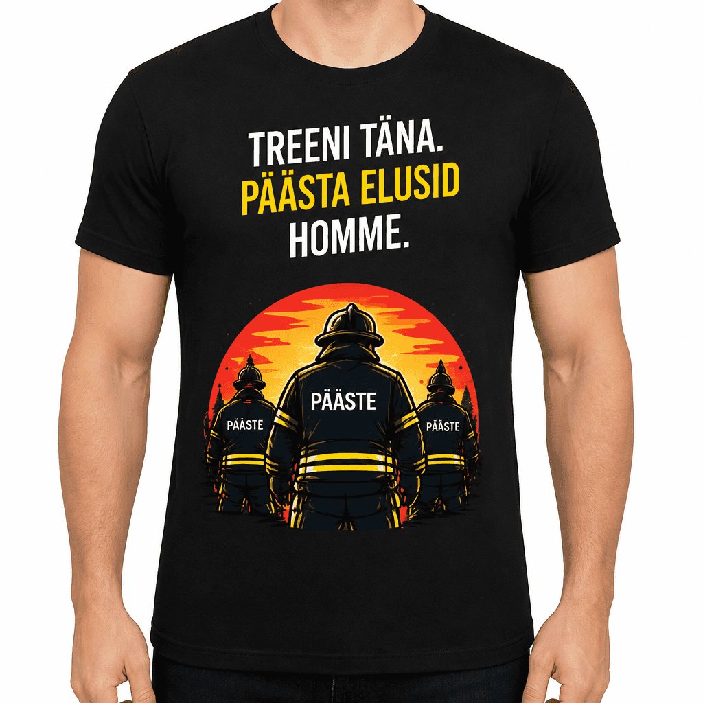 Tuletõrjuja T-särk – Treeni täna. Päästa elusid homme.