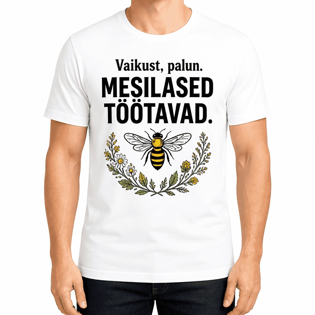 Mesiniku T-särk – Vaikust, palun. Mesilased töötavad.
