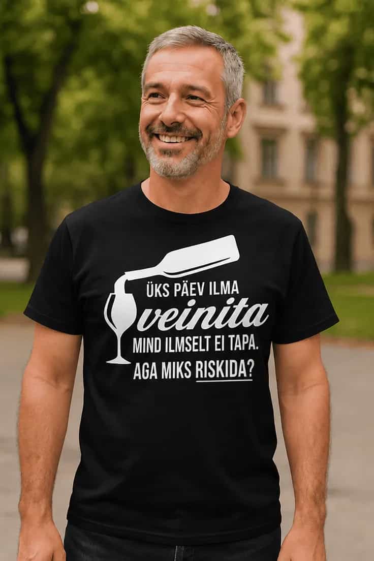 Naljakas T-särk Päev ilma veinita – ÜKS PÄEV ILMA