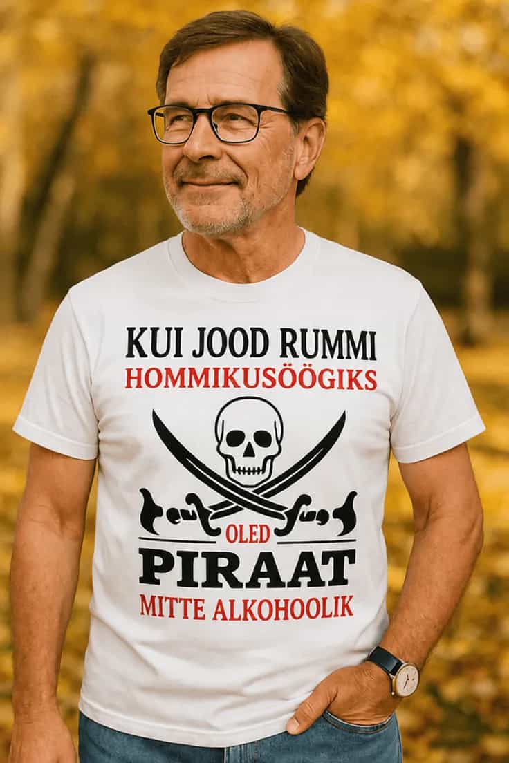 Naljakas T-särk „Kui jood rummi hommikusöögiks“