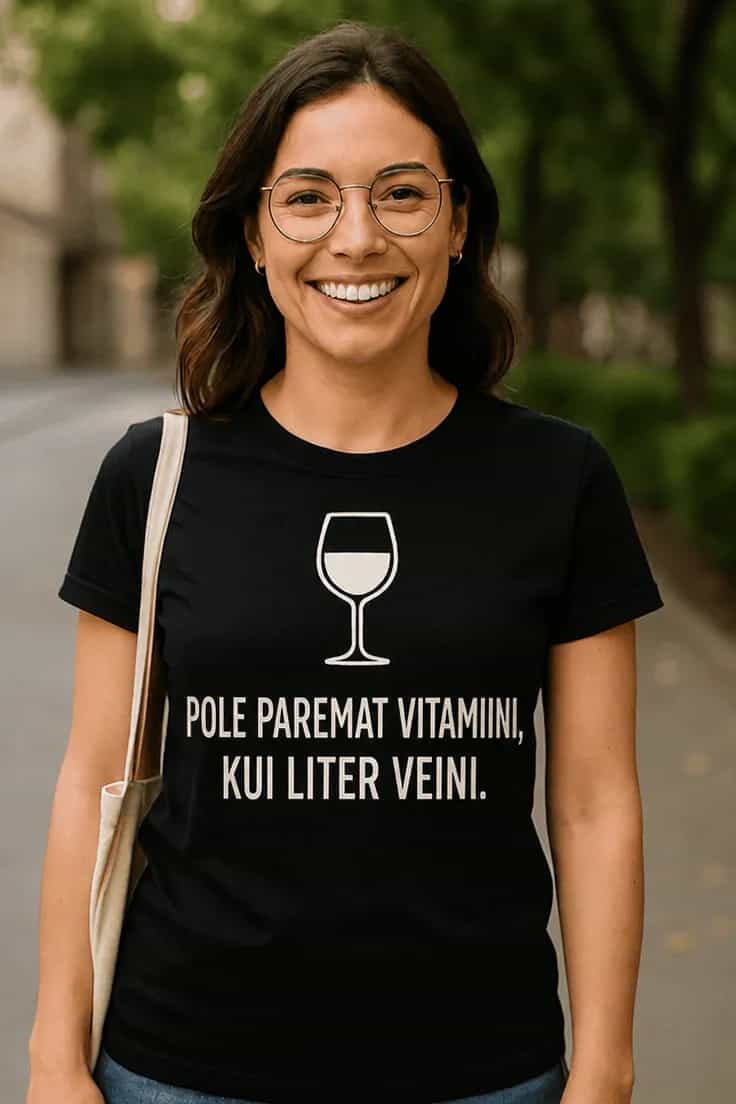 Naljakas T-särk Vitamiin ja vein – POLE PAREMAT