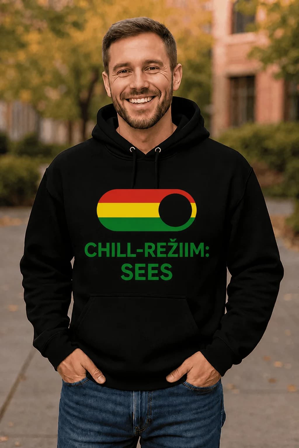 Kapuutsiga pusa „Chill-režiim: sees“