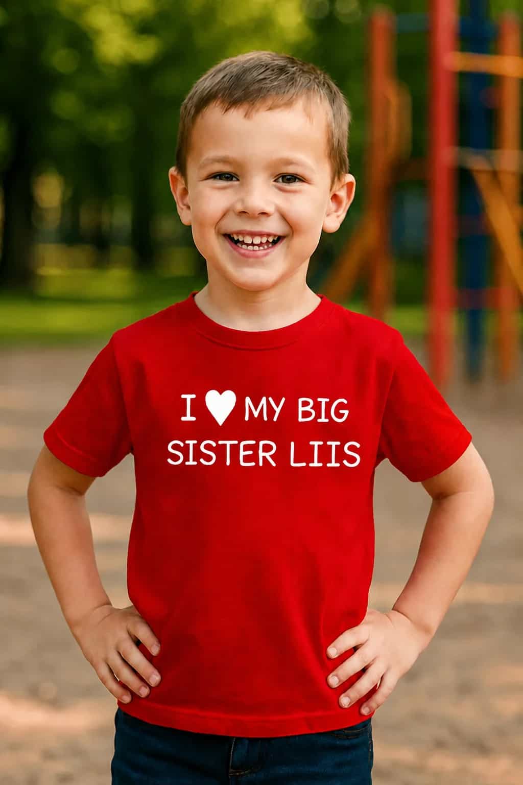 Laste T-särk nimega „I ♥ my big sister“