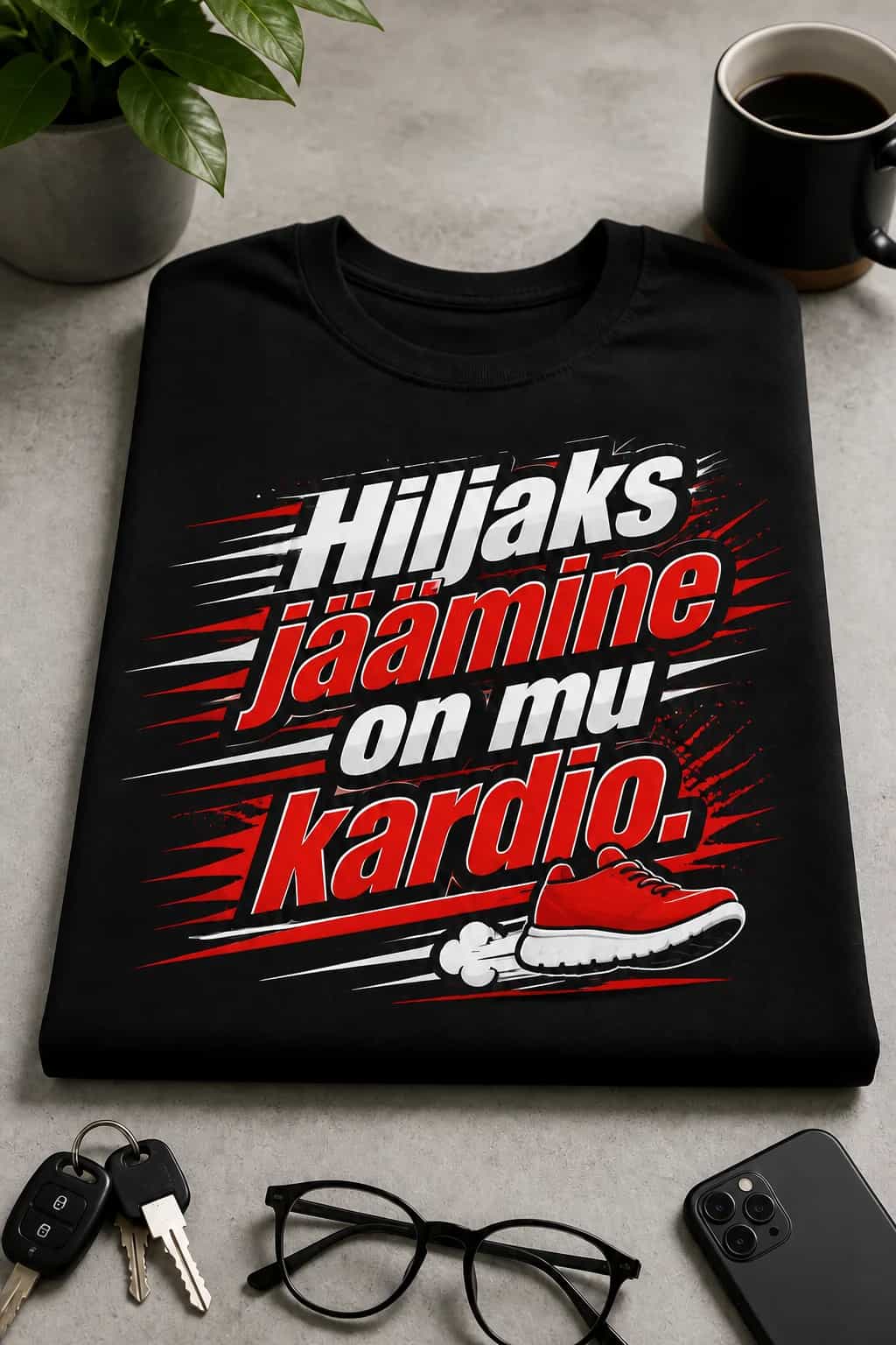 Naljakas T-särk „Hiljaks jäämine on mu kardio“