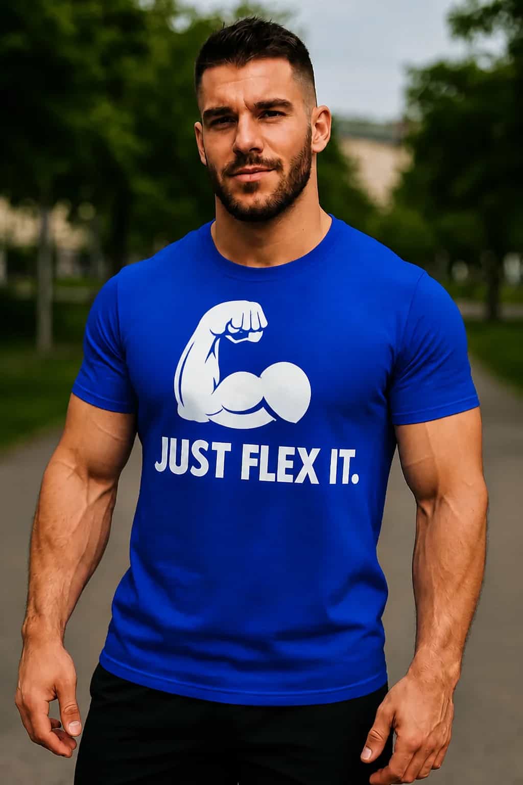 Jõusaali T-särk „Just flex it“