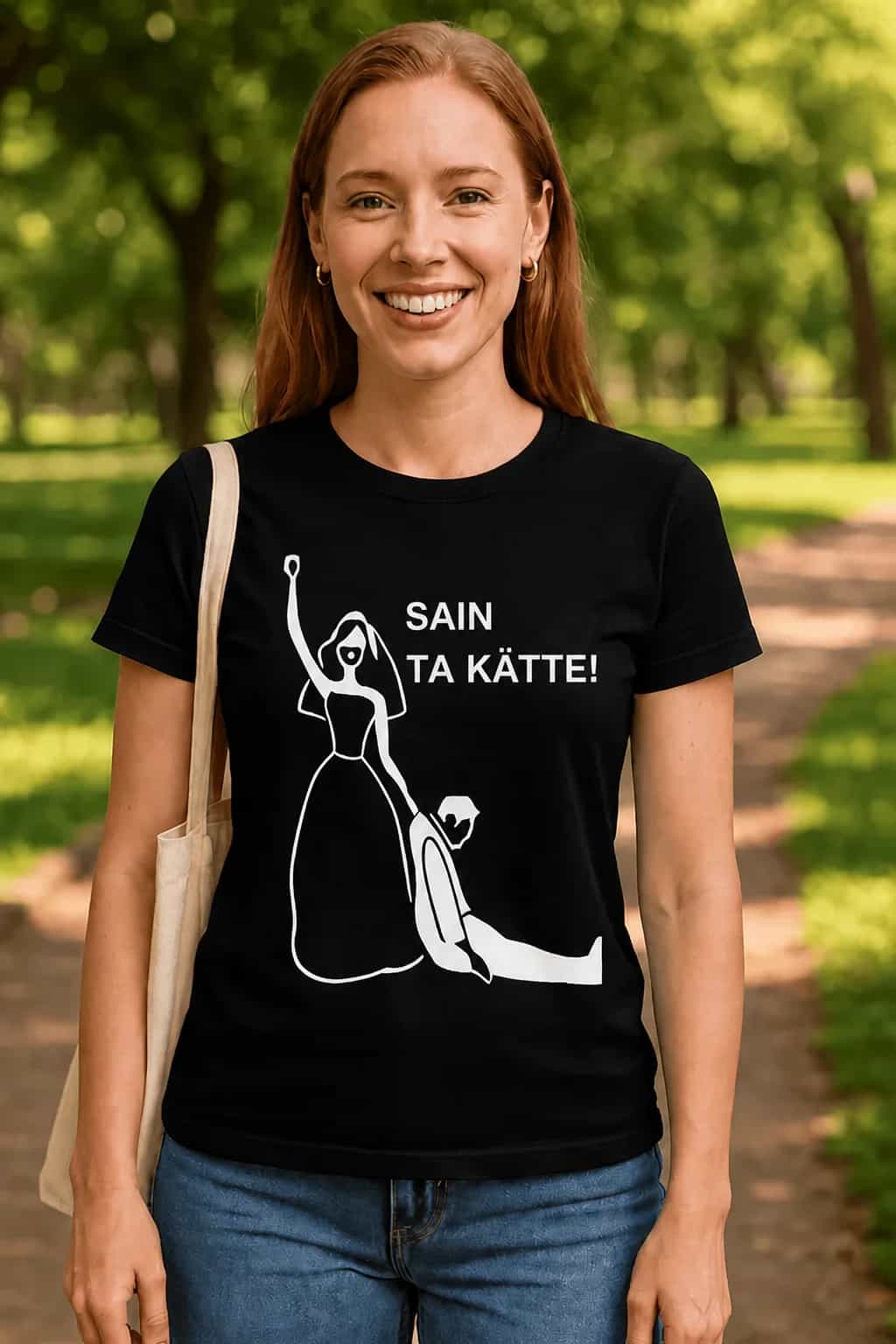 Naljakas T-särk pruudile „Sain ta kätte!“