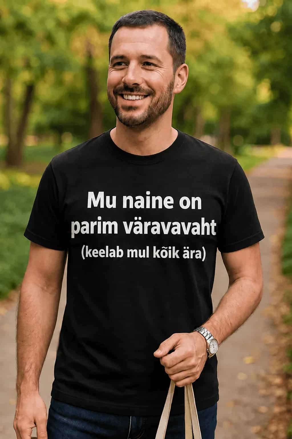Naljakas T-särk „Mu naine on parim väravavaht“
