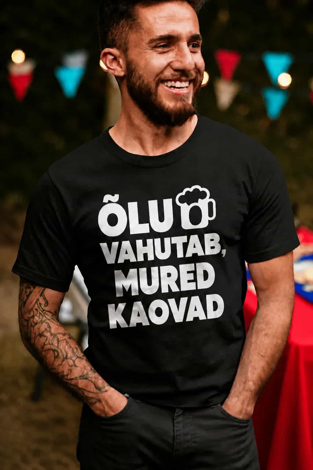 Naljakas T-särk „Õlu vahutab, mured kaovad“