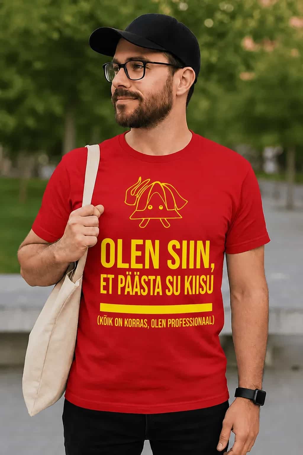 Naljakas T-särk „Olen siin, et päästa su kiisu“