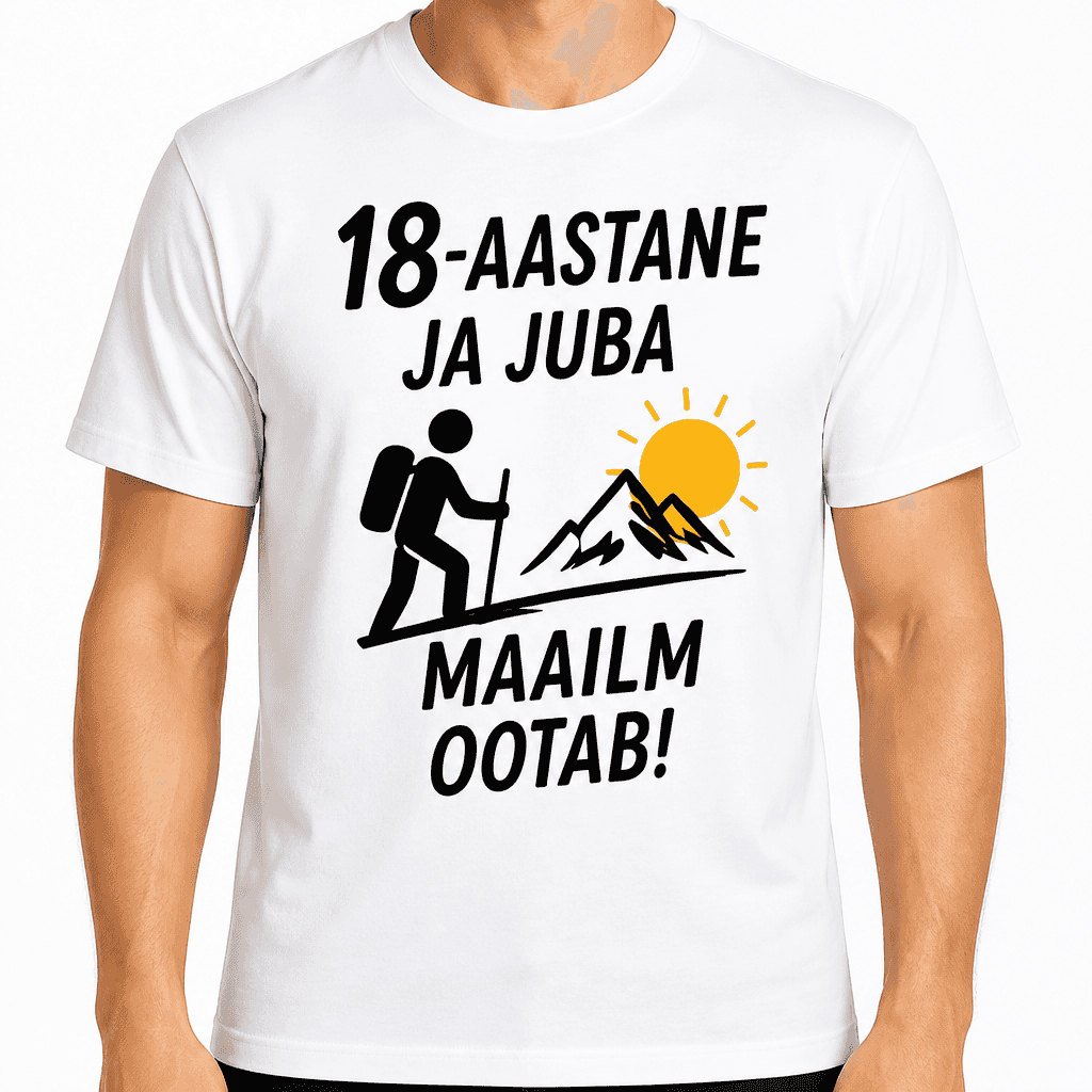 T-särk 18. sünnipäevaks – 18-aastane ja juba maailm ootab!
