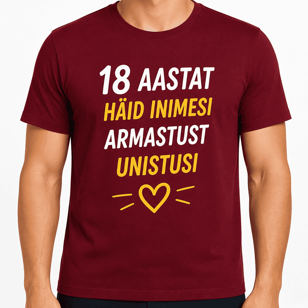 T-särk 18. sünnipäevaks – 18 aastat häid inimesi armastust unistusi