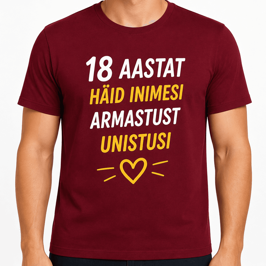T-särk 18. sünnipäevaks – 18 aastat häid inimesi armastust unistusi