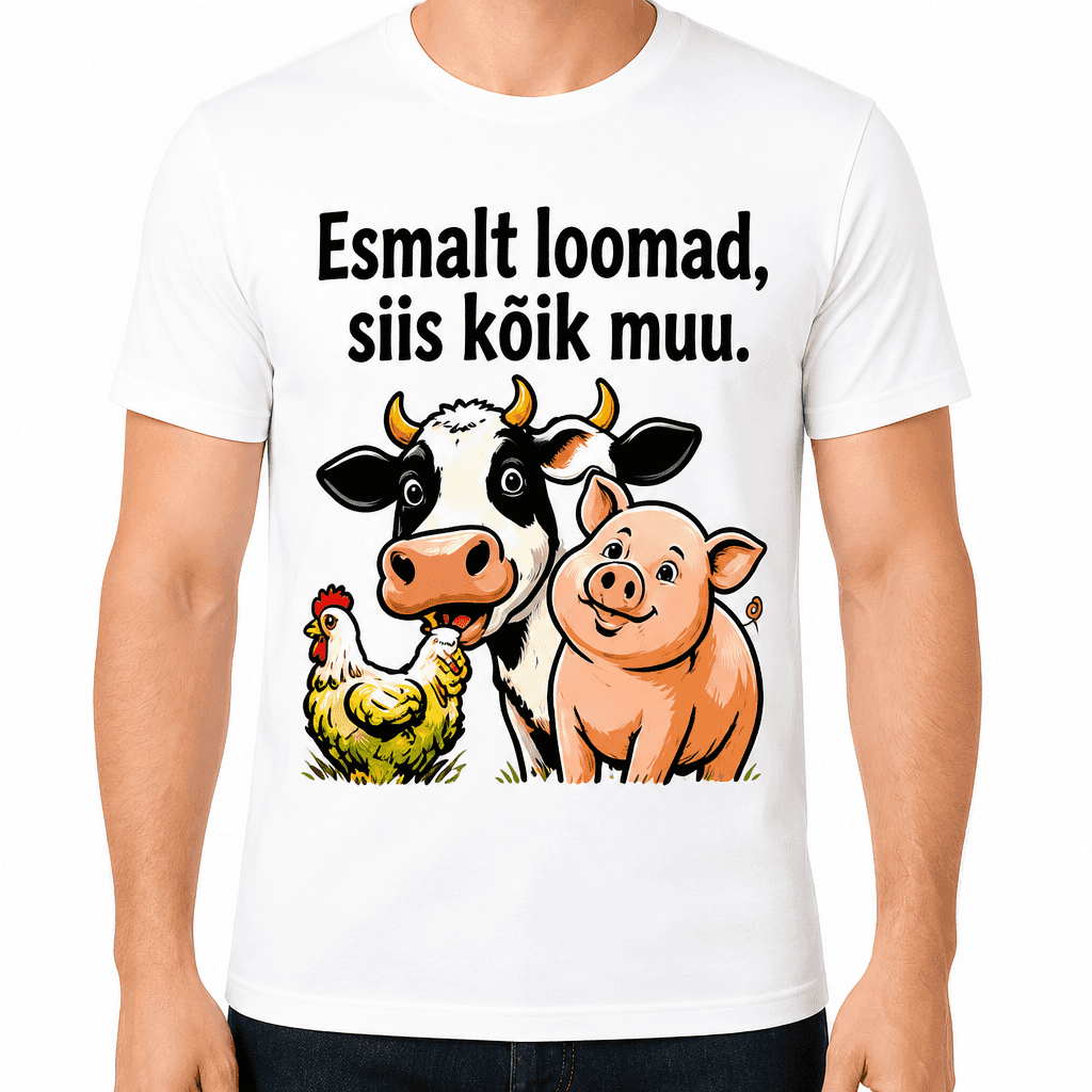 Talupidaja T-särk – Esmalt loomad, siis kõik muu.