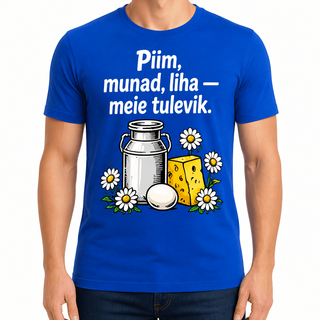 Talupidaja T-särk – Piim, munad, liha — meie tulevik.