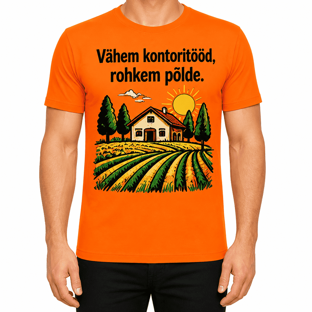 Talupidaja T-särk – Vähem kontoritööd, rohkem põlde.