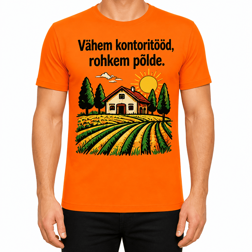 Talupidaja T-särk – Vähem kontoritööd, rohkem põlde.