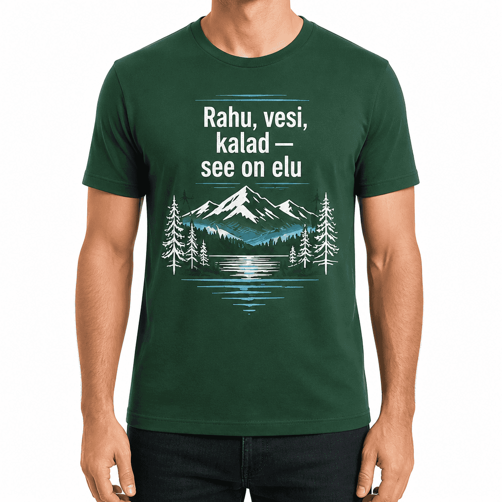 Kalamehe T-särk – Rahu, vesi, kalad — see on elu
