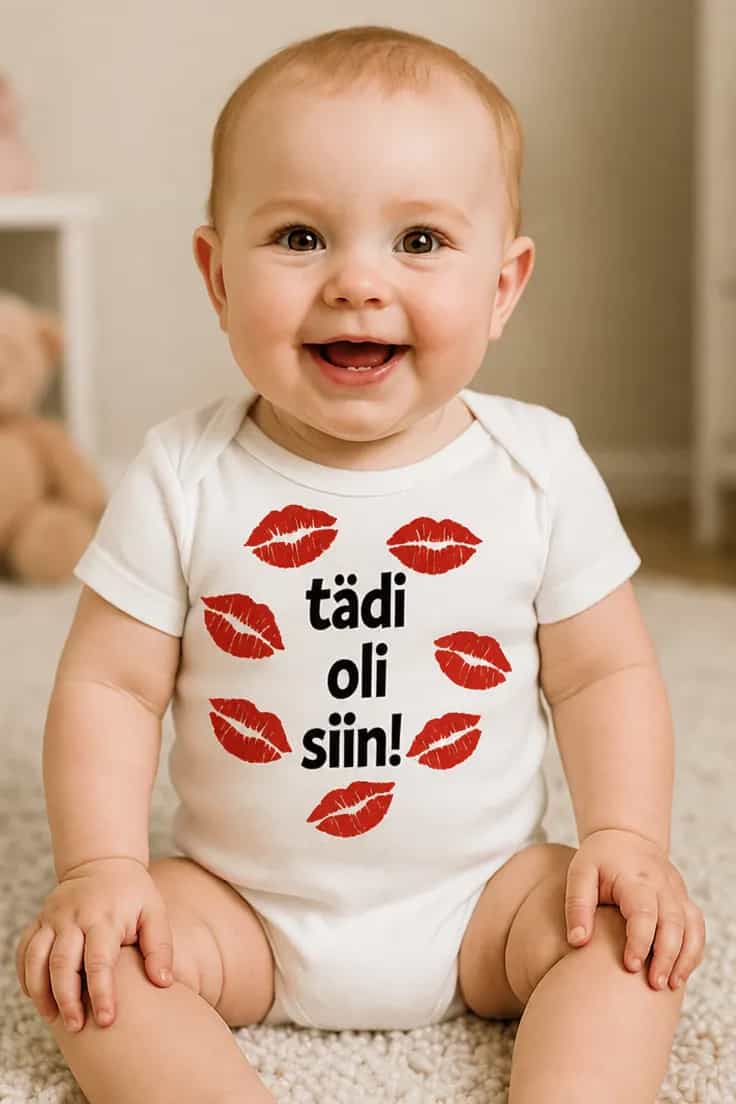 Beebi body Tädi oli siin – soovitud tekstiga