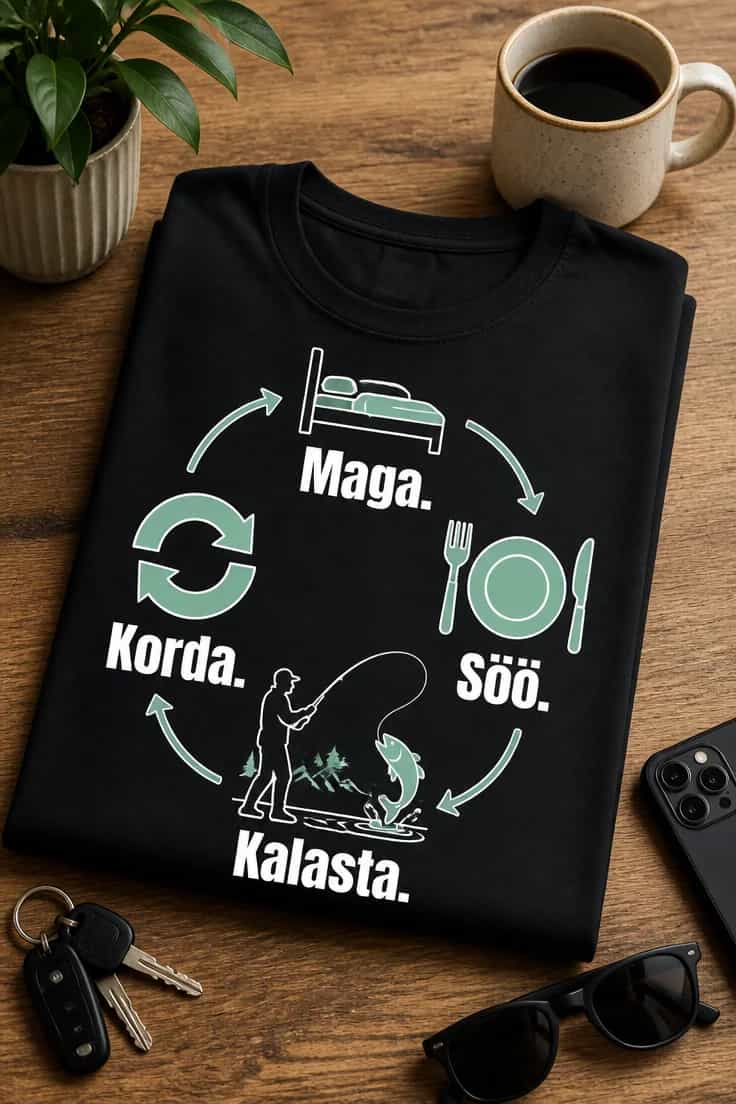 Kalapüügi T-särk – Maga. Söö. Kalasta. Korda.