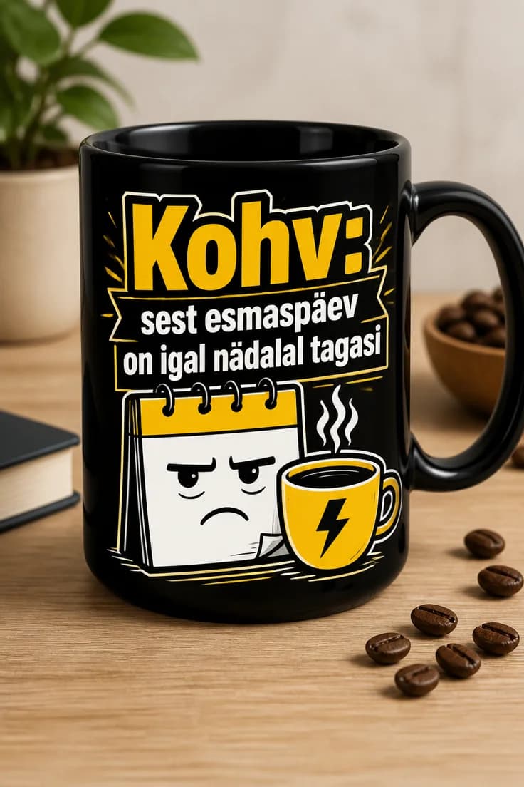 Kohviteemaline tass – Kohv: sest esmaspäev on igal nädalal tagasi