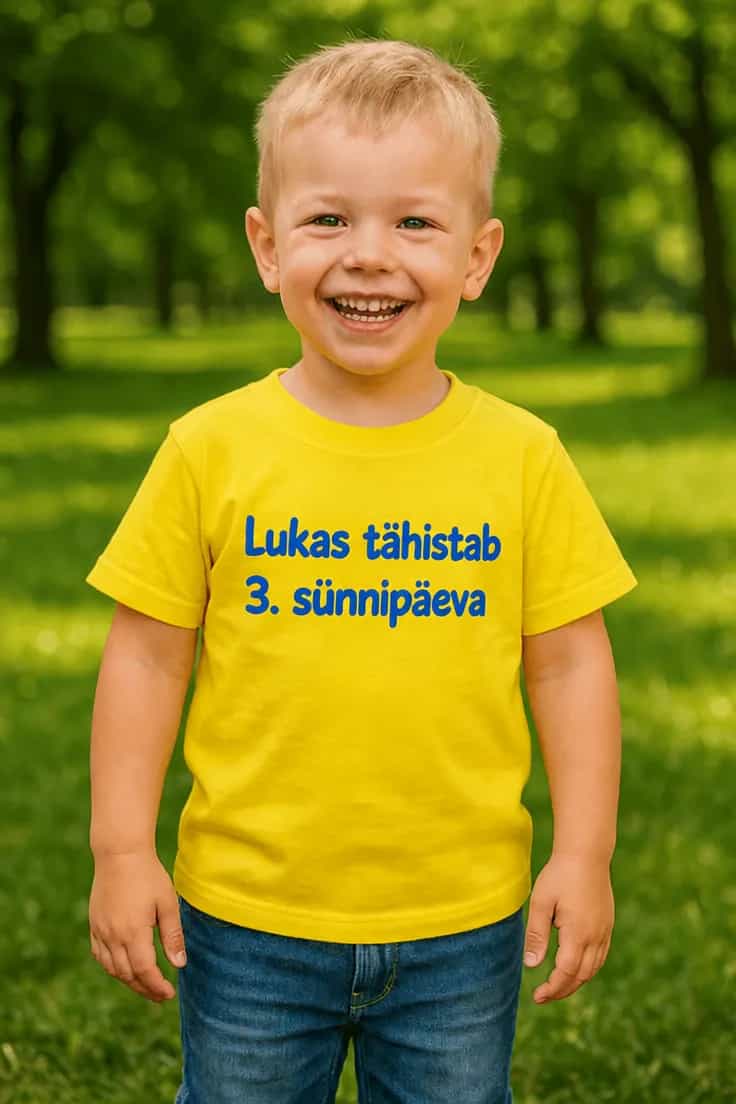Laste T-särk sünnipäeva tähistamiseks nimega