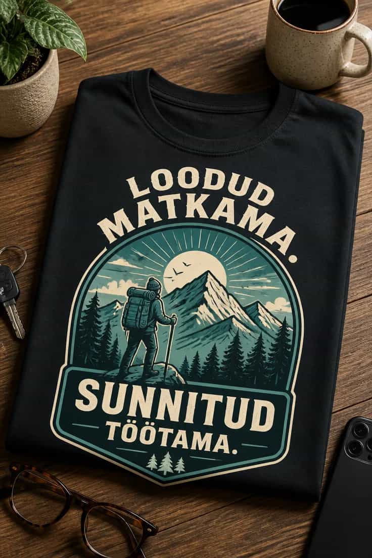 Matkaja T-sĂ€rk â Loodud matkama. Sunnitud töötama.