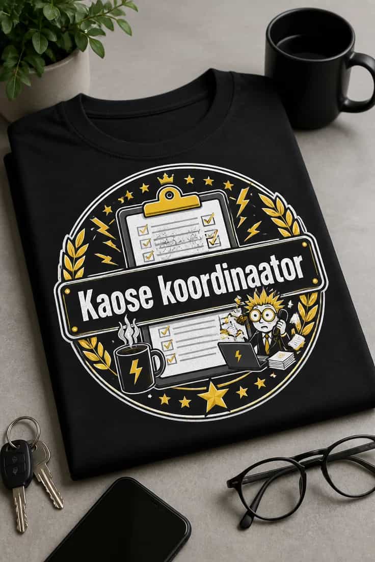 Naljakas kontori-T-särk „Kaose koordinaator“