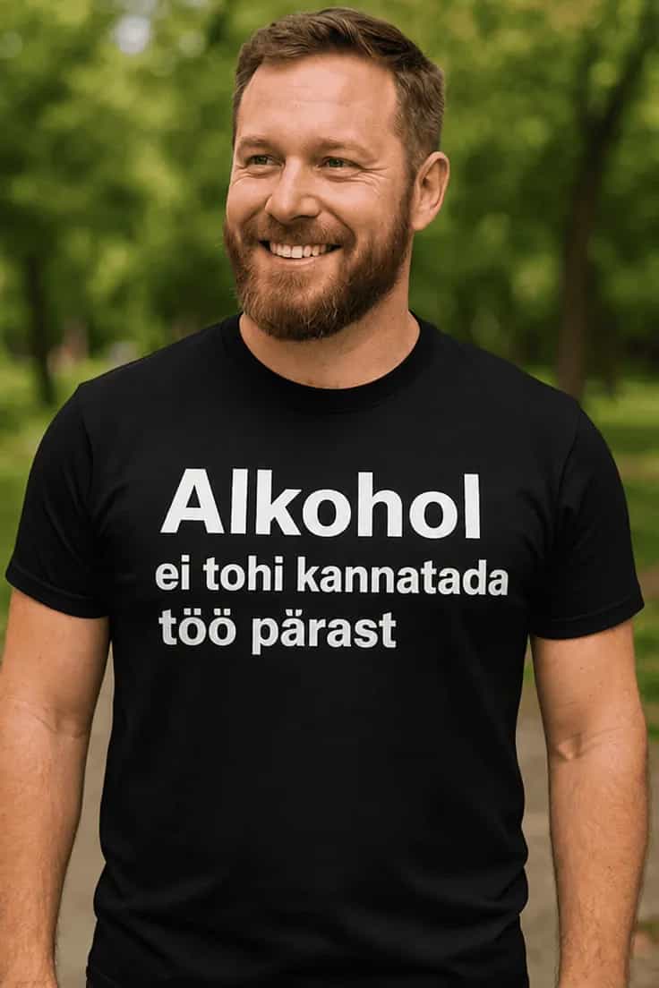 Naljakas T-särk „Alkohol ei tohi kannatada“
