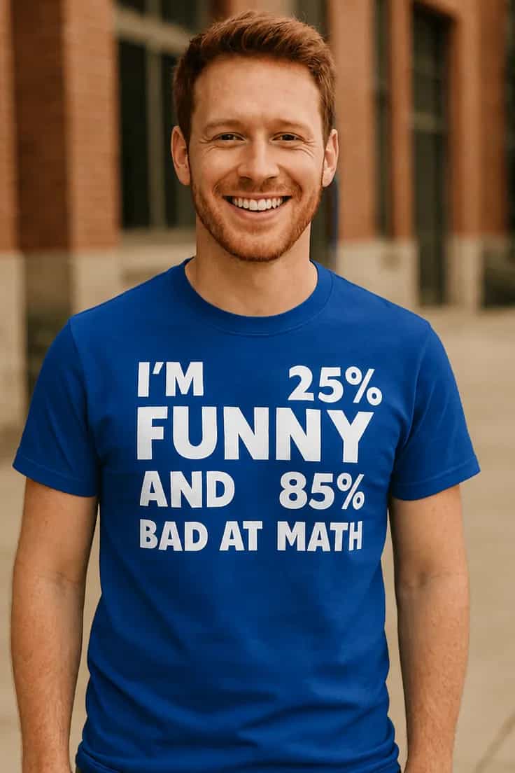 Naljakas T-särk Halb matemaatikas | I'M 25% FUNNY