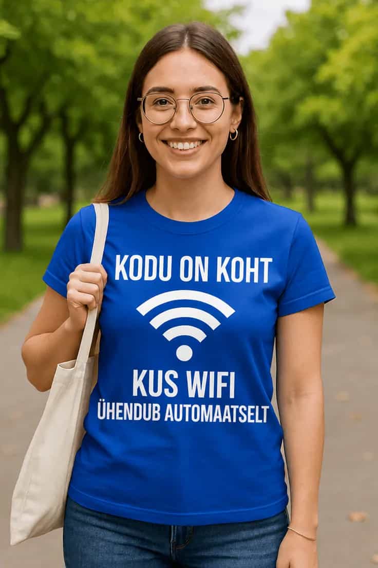 Naljakas T-särk Kodu on seal kus wifi