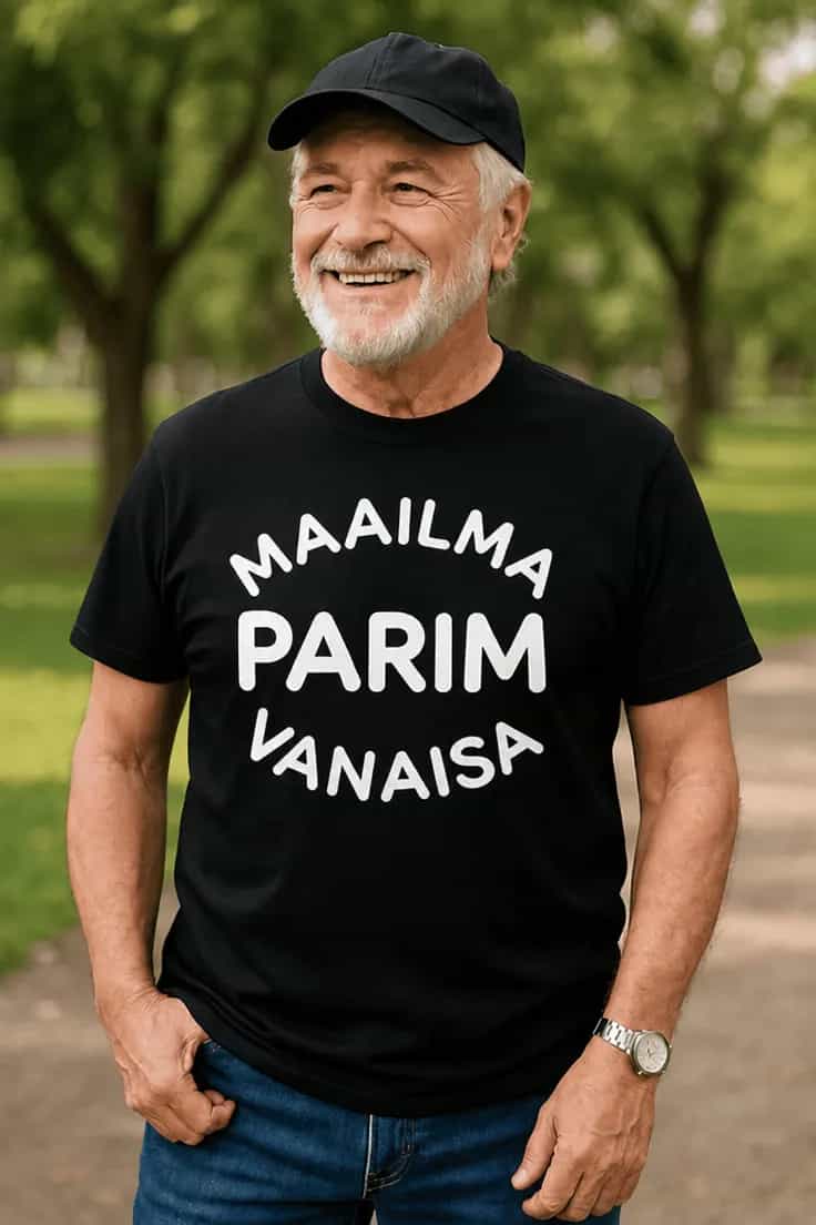 T-särk parim vanaisa maailmas soovitud tekstiga