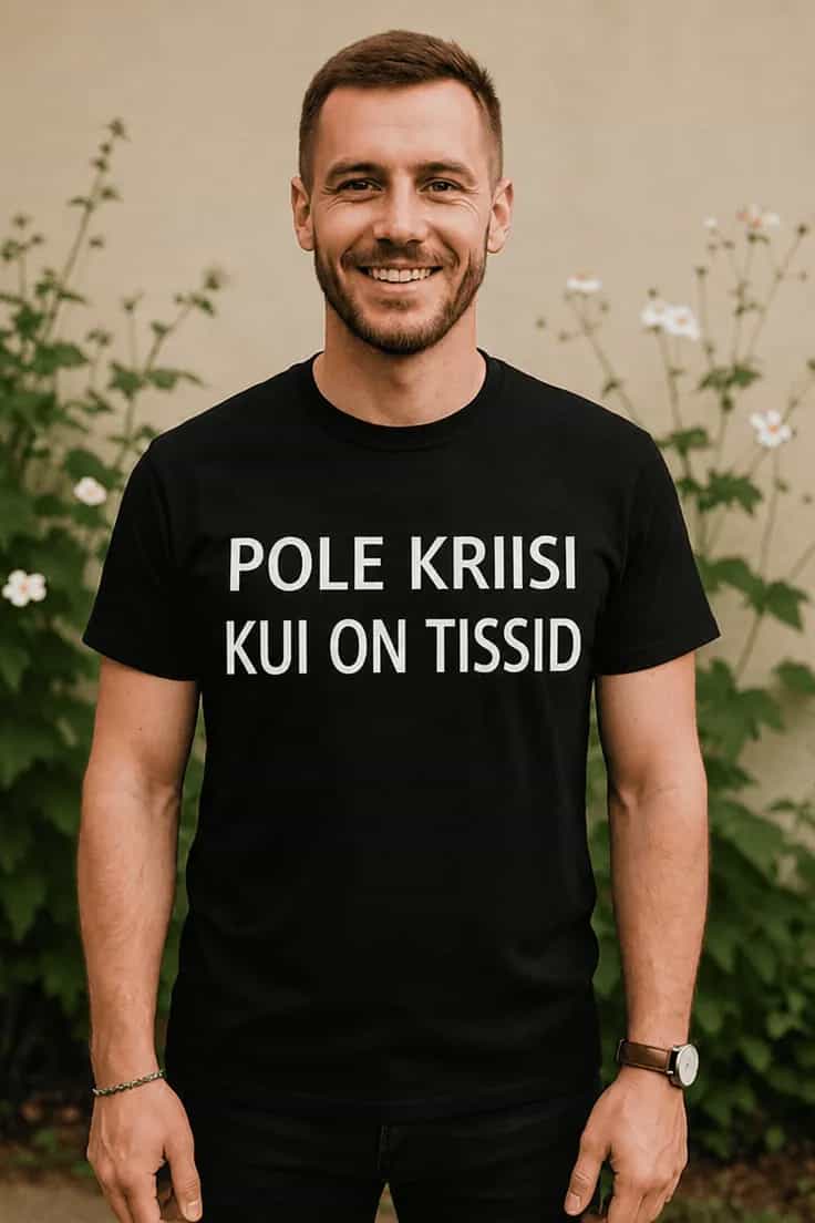 Naljakas T-särk „Pole kriisi, kui on tissid“