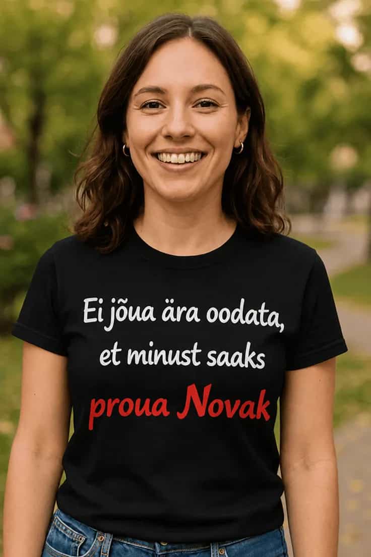 Naljakas T-särk Prouaks saamist oodates nimega