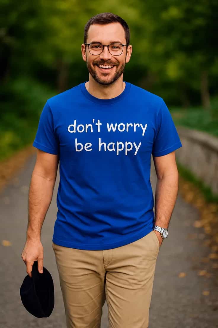 T-särk „Don't worry, be happy“
