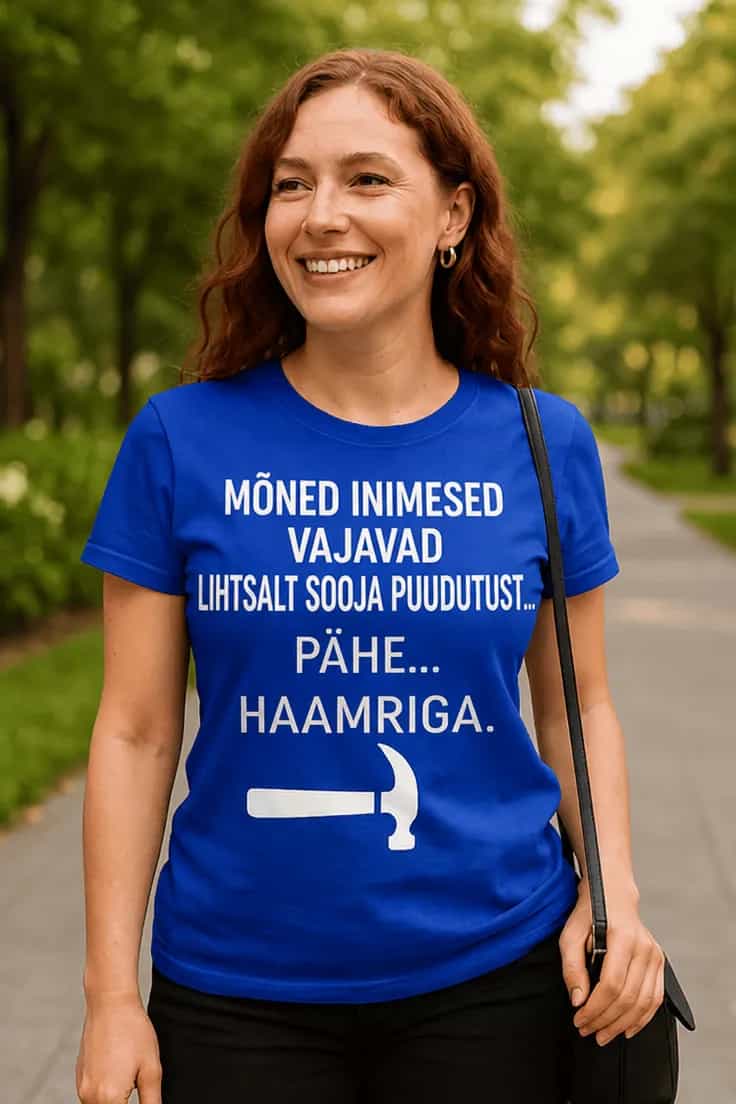 Naljakas T-särk „Sooja puudutust… haamriga“