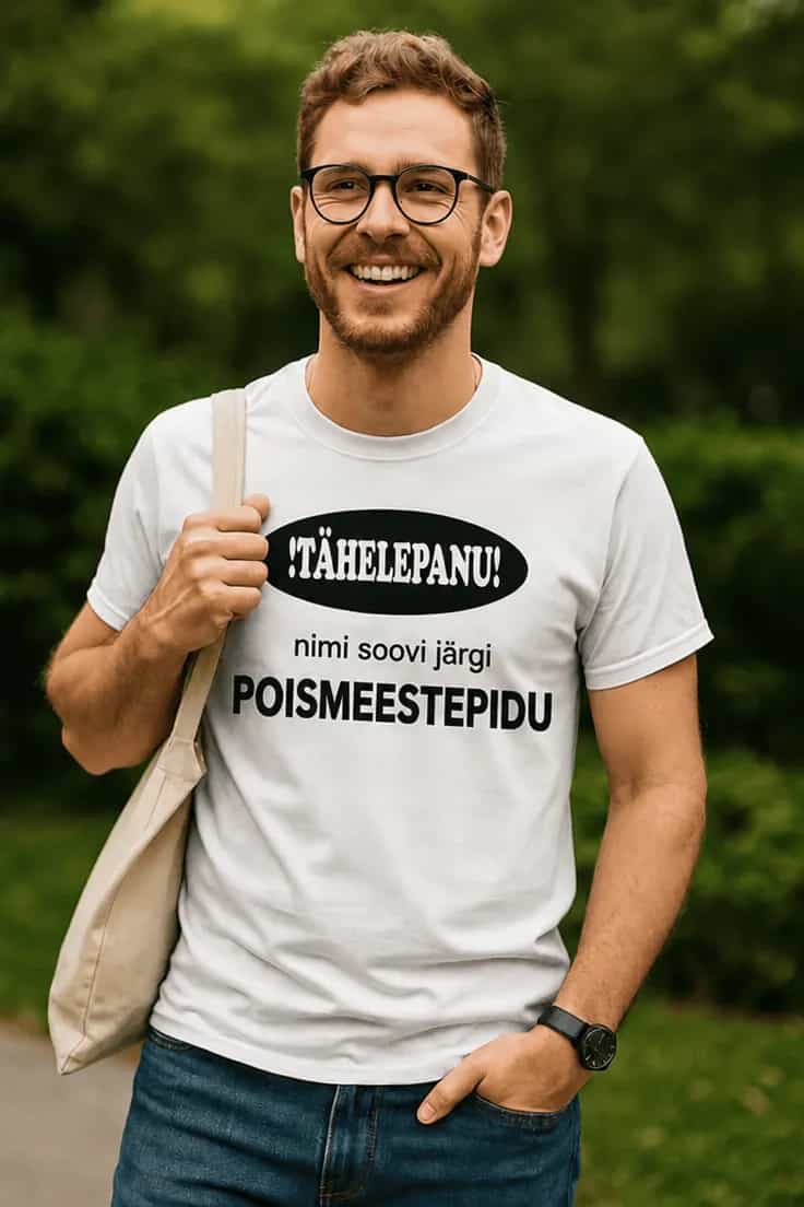 T-särk tähelepanu poissmeestepidu soovitud nimega