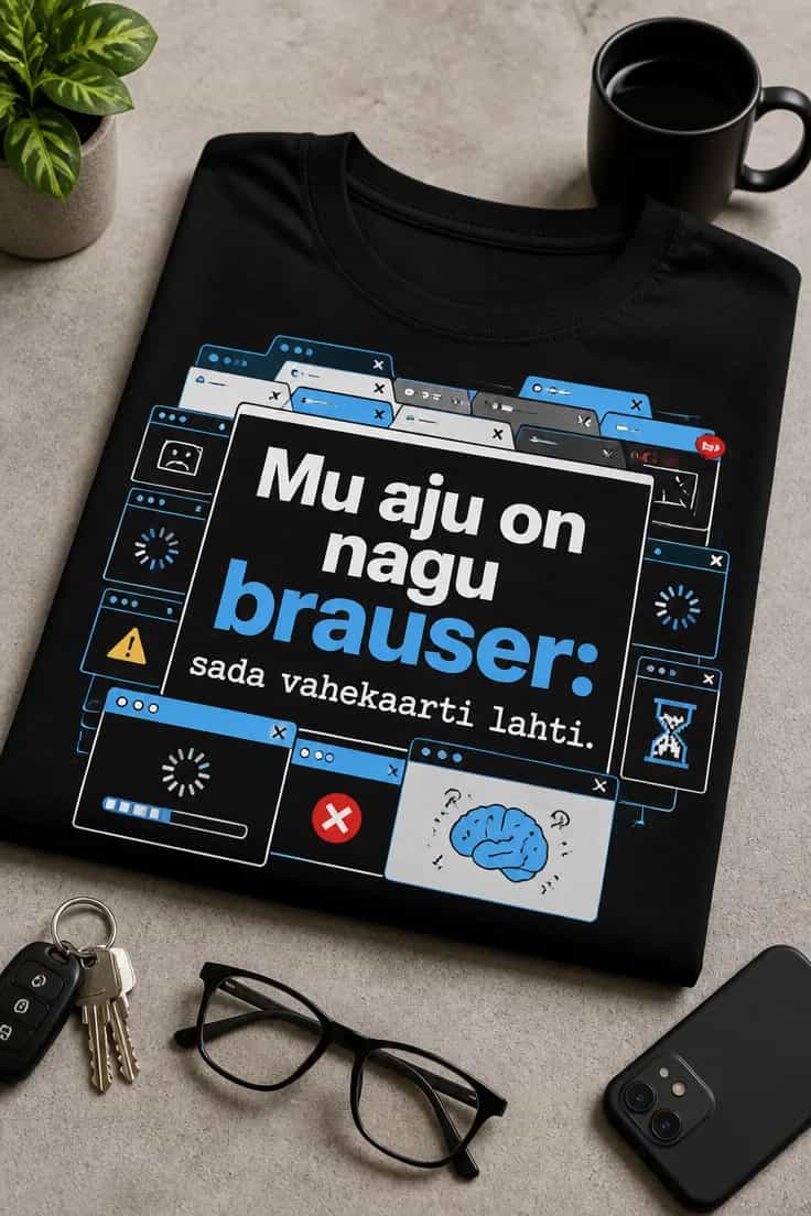T-särk Mu aju on nagu brauser, sada vahekaarti lahti