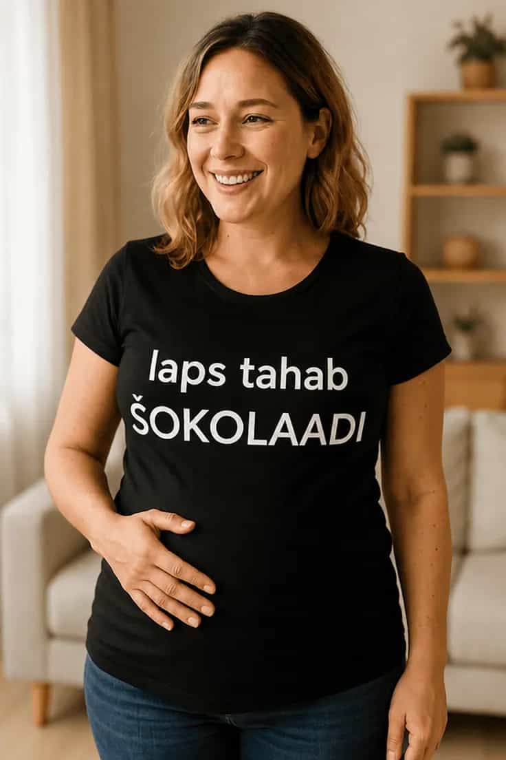 Raseduse T-särk laps tahab ŠOKOLAADI