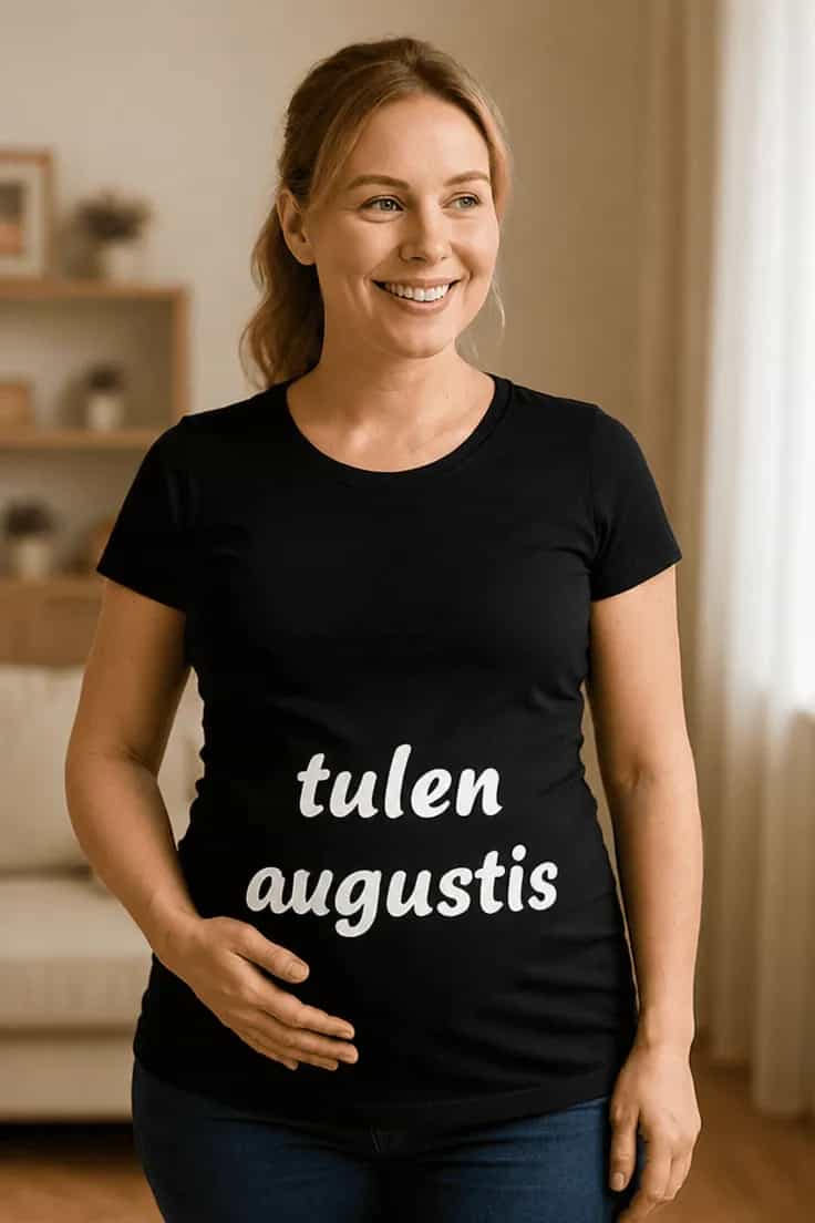 Raseduse T-särk Tulen augustis – tulen augustis