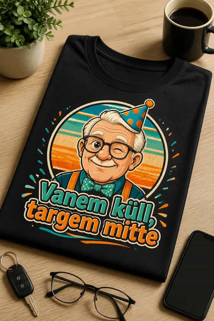 Sünnipäeva T-särk "Vanem küll, targem mitte"