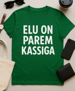Elu on parem kassiga T-särk