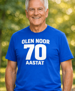Naljakas T-särk OLEN NOOR 70 AASTAT