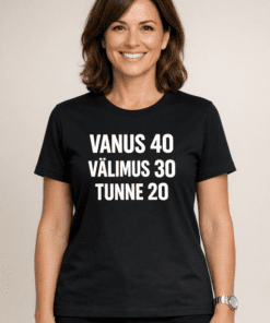 Naljakas T-särk: Vanus 40, välimus 30, tunne 20