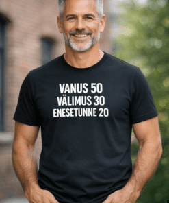 Naljakas T-särk VANUS 50 VÄLIMUS 30 ENESETUNNE 20