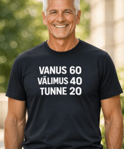 Naljakas T-särk: VANUS 60 VÄLIMUS 40 TUNNE 20