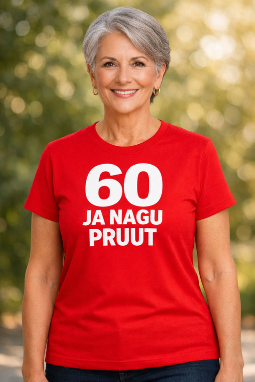 Naljakas T-särk "60 ja nagu pruut"