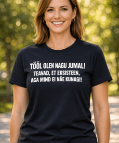 Naljakas T-särk „Tööl olen nagu Jumal”