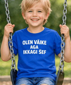 Naljakas laste T-särk OLEN VÄIKE AGA IKKAGI ŠEF