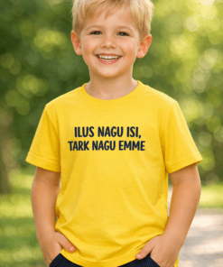 Naljakas laste T-särk: ilus nagu issi, tark nagu emme